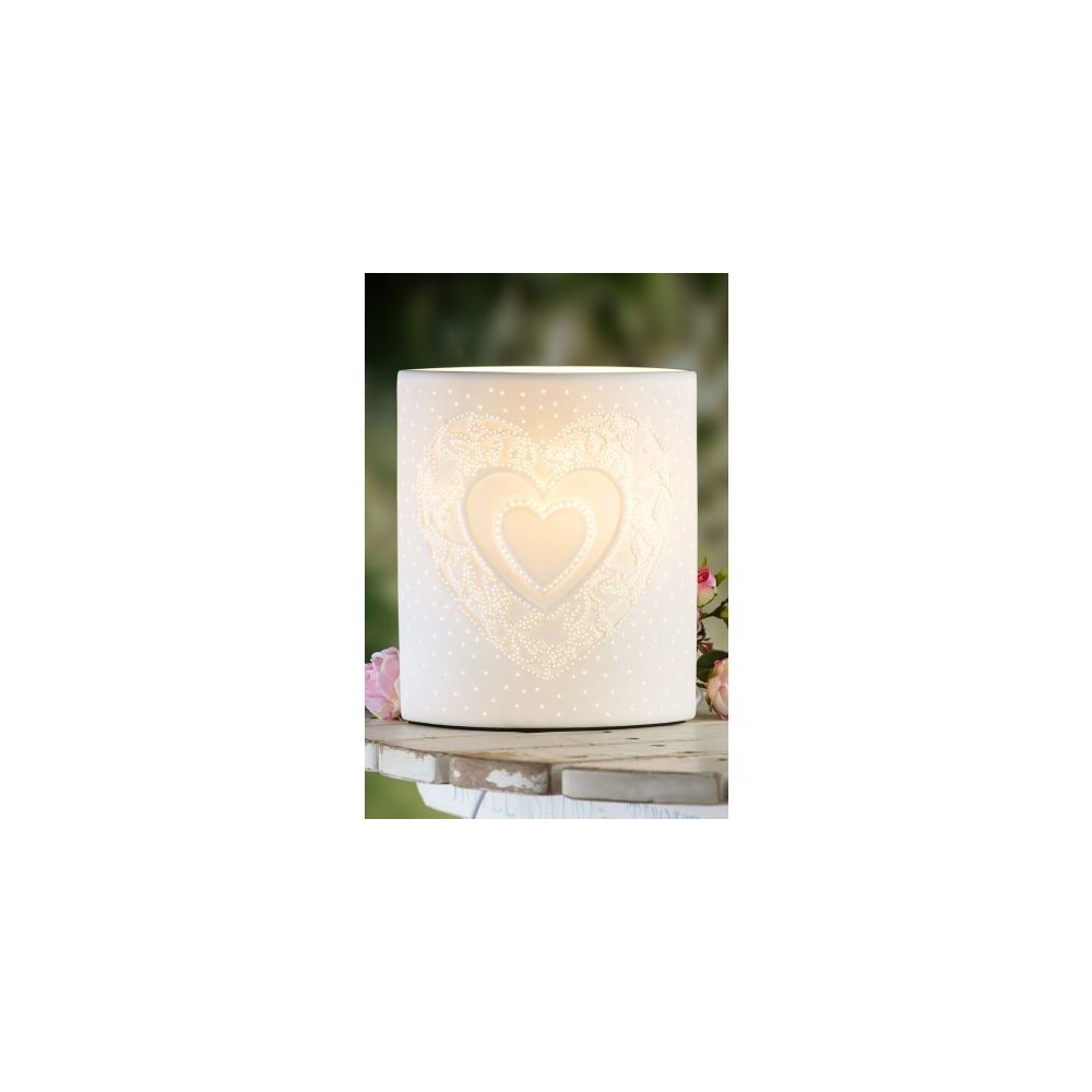 Lampe de table blanc cœur