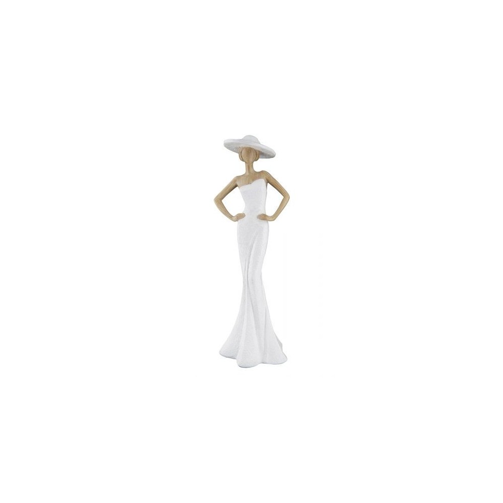 Figurine femme en résine tenue blanche