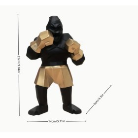 Statue Gorille Boxeur en Résine Noir & Or - Style Unique