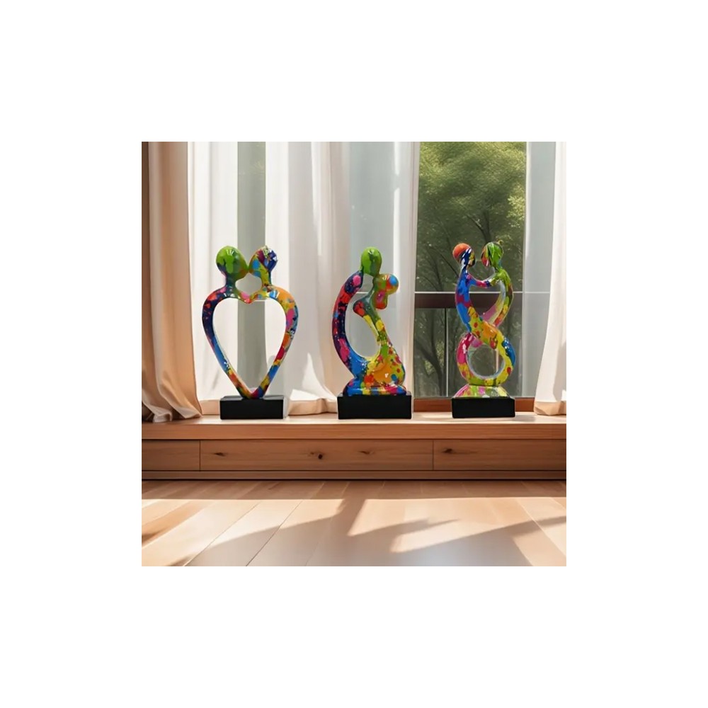 Ensemble artistique de 3 figurines abstraites en résine pour la décoration d'intérieur