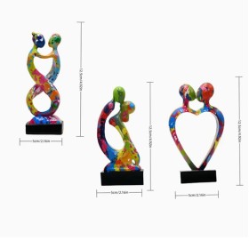 Ensemble artistique de 3 figurines abstraites en résine pour la décoration d'intérieur