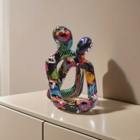 Sculpture en résine art couple abstrait