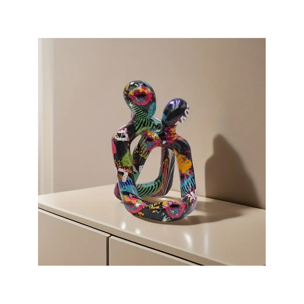 Sculpture en résine art couple abstrait
