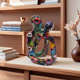 Sculpture en résine art couple abstrait