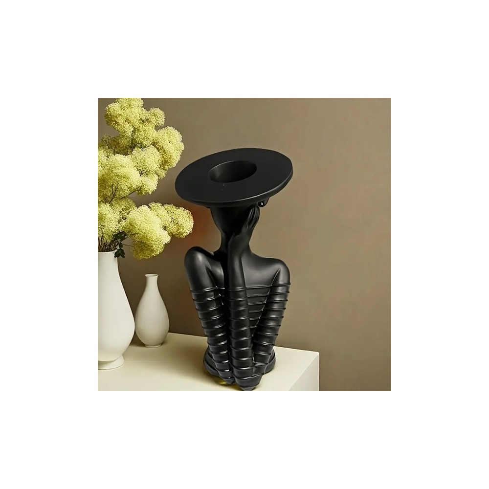 Vase élégant Dame Noire - Accent chic pour la décoration d'intérieur