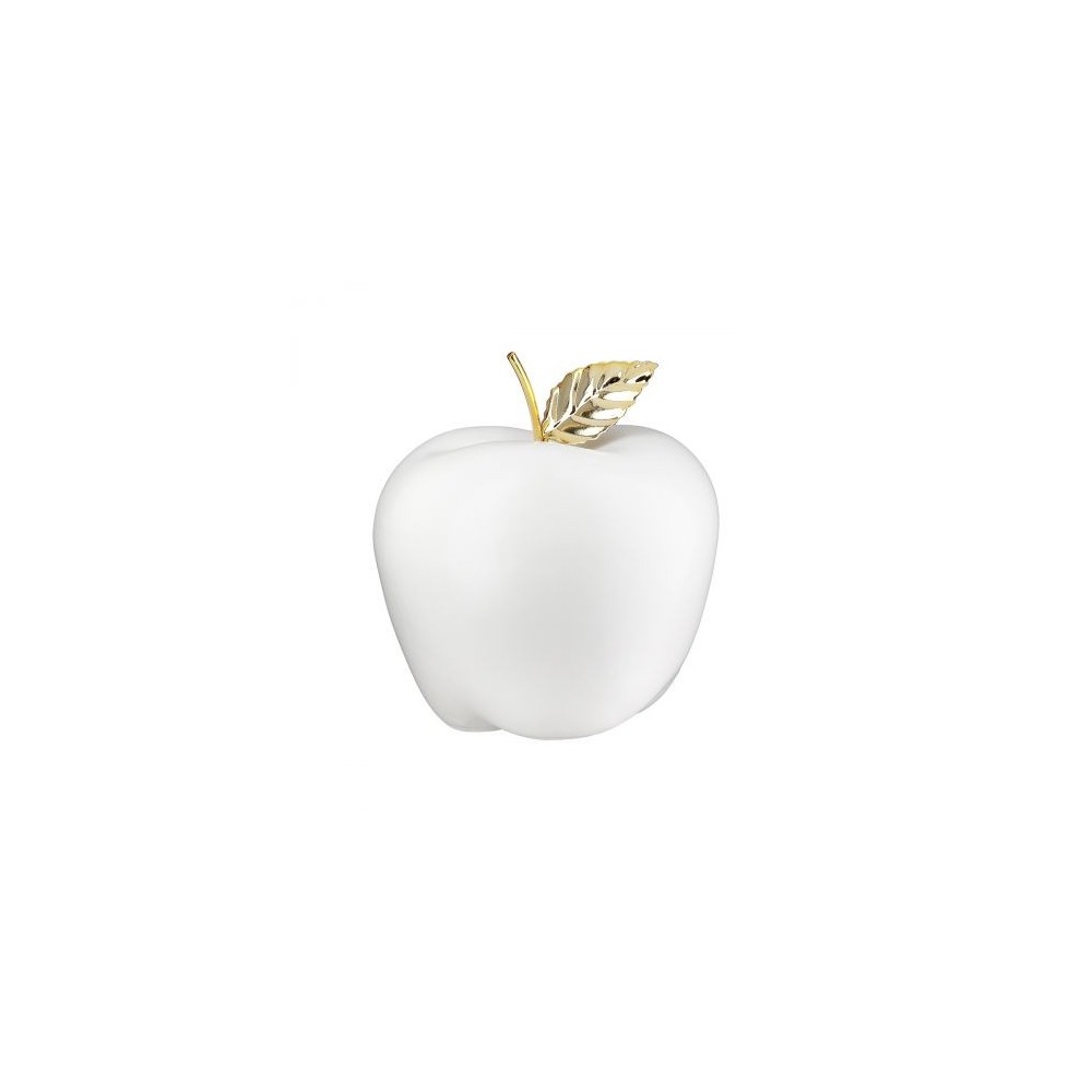 Pomme en céramique blanc et doré
