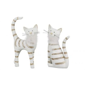 Figurine chat doré et blanc