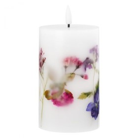 Bougie ronde cire design fleurs sauvages