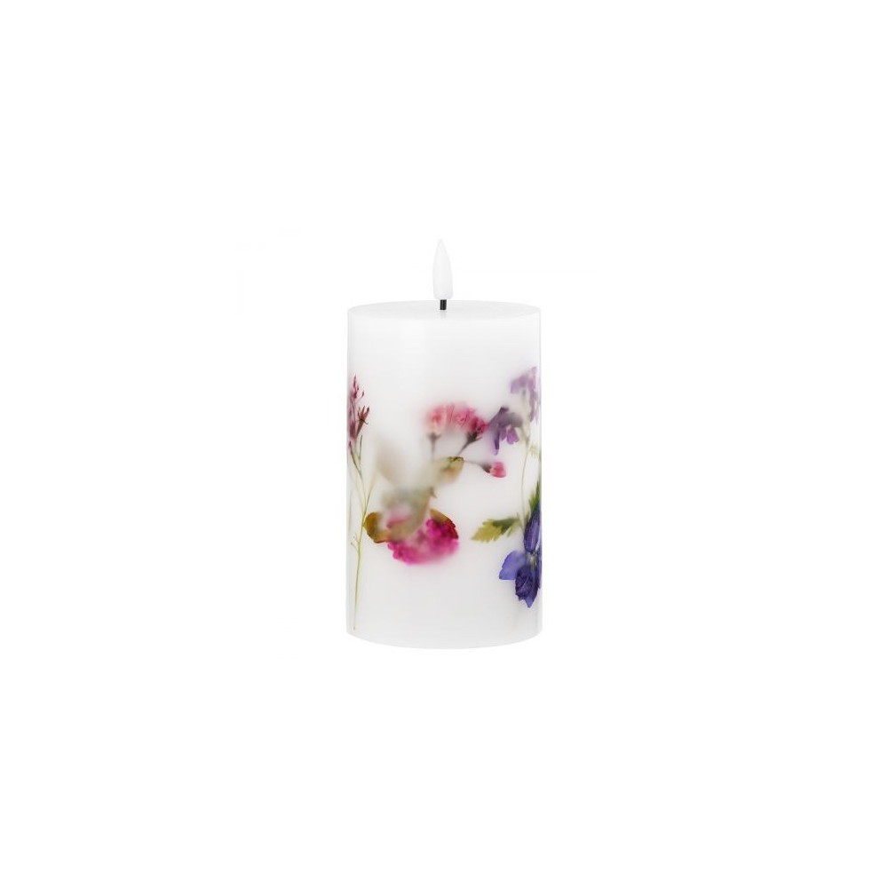 Bougie ronde cire design fleurs sauvages