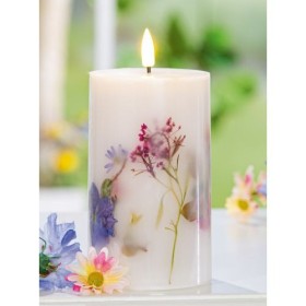 Bougie ronde cire design fleurs sauvages