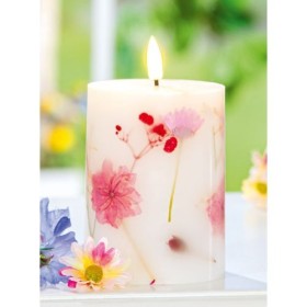 Bougie ronde design floral