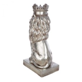 Sculpture lion argent sur socle