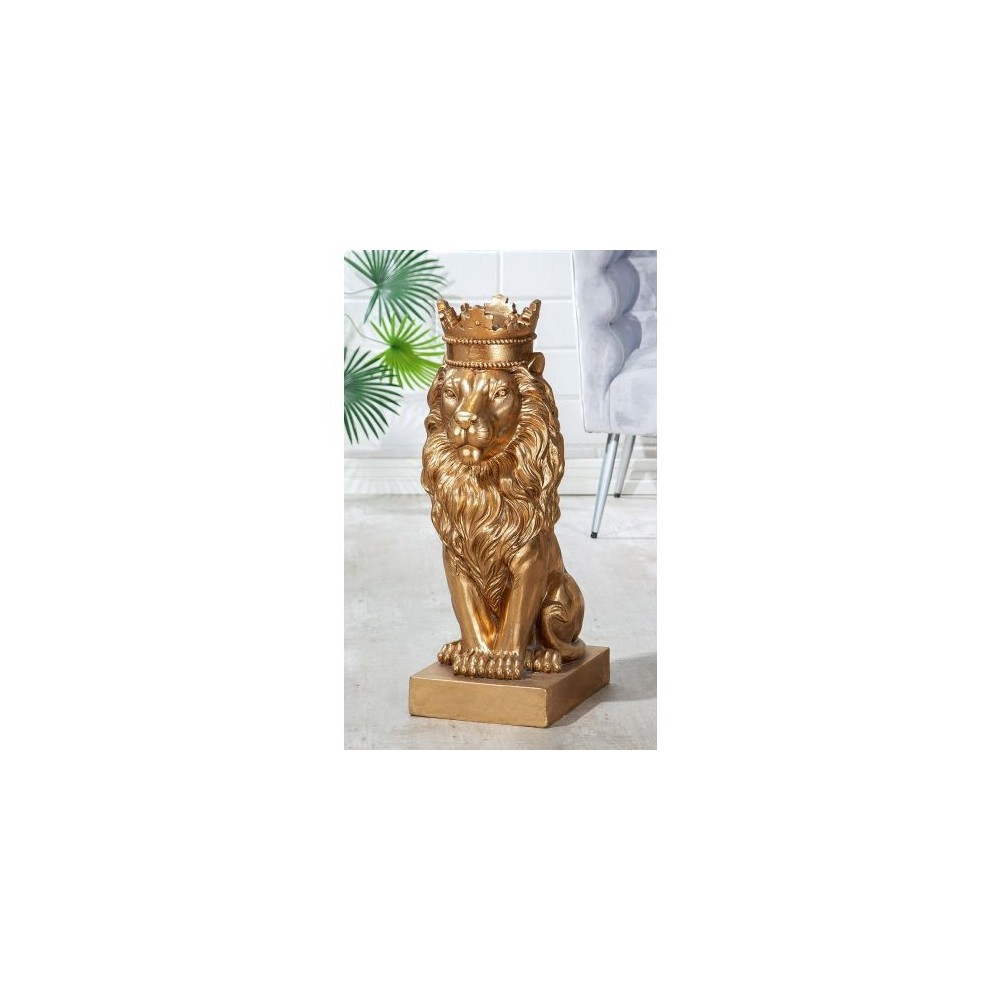 Sculpture lion doré, objet de décoration extérieur