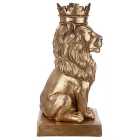 Sculpture lion doré sur socle
