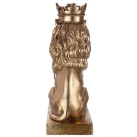 Sculpture lion doré sur socle