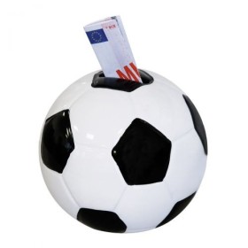 Tirelire ballon de football black and white