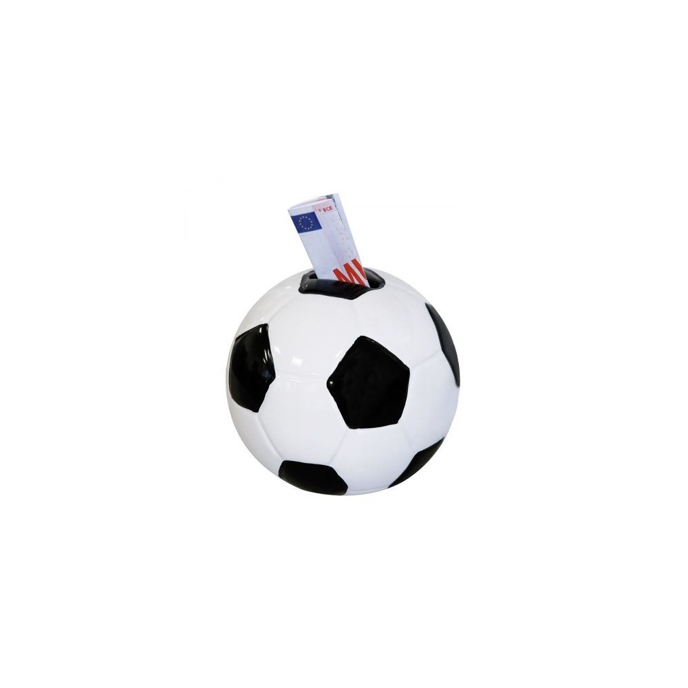 Tirelire ballon de football black and white