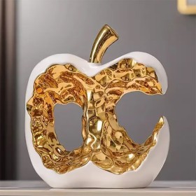 Sculpture pomme doré et blanc tendance