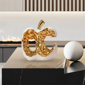 Sculpture pomme doré et blanc tendance