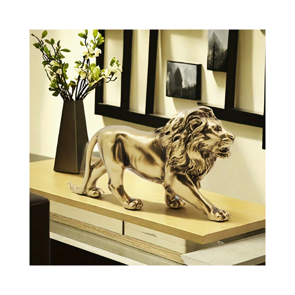 Sculpture de Lion en resine couleur Bronze