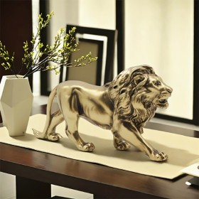 Sculpture de Lion en resine couleur Bronze