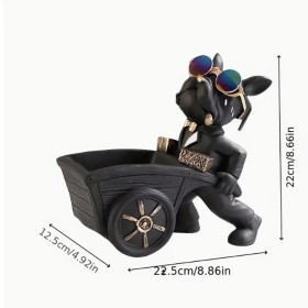 Chien Bulldog avec Lunettes & Chariot