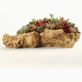 Pot de fleurs en résine imitation bois