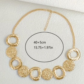 Collier en Métal Doré Superposé pour Femmes avec Pendentifs