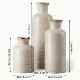 Ensemble de 3 Vases en Céramique Boho, Vase à Fleurs Hydroponique de Table Nordique Moderne