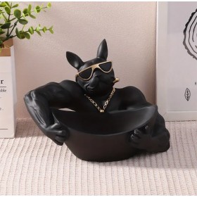Plateau de rangement en forme de bouledogue robuste