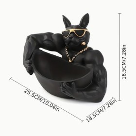 Plateau de rangement en forme de bouledogue robuste