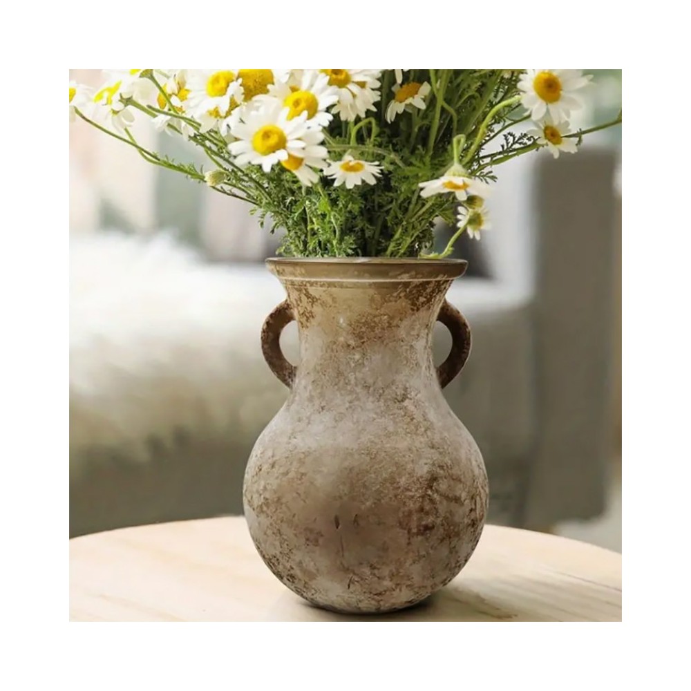 Vase en verre vintage à deux anses pour la décoration intérieure