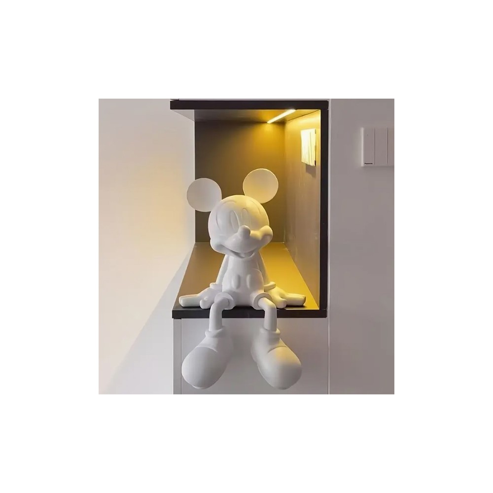 Mickey Mouse assis résine blanc